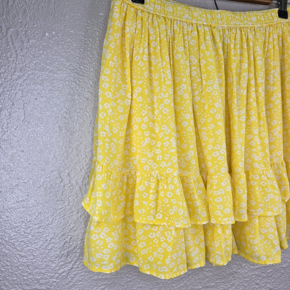 Ambercrombie & Fitch Yellow White Floral Ruffle Mini Skirt Size M - Picture 3 of 13